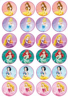 24 Muffin & Cupcake Esspapier Aufleger Disney Princess 1 