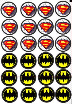 24 Muffin & Cupcake Esspapier Aufleger Batman / Superman 1 